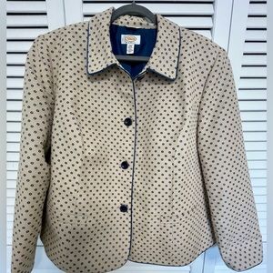 TALBOTS WOMAN Jacket, beige/cream with navy dot pattern, Size 18W